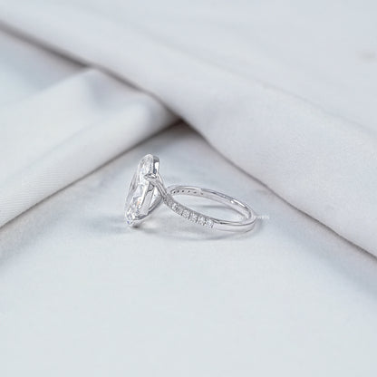 7 CT Oval Cut Lab Diamond Accent Set Ring