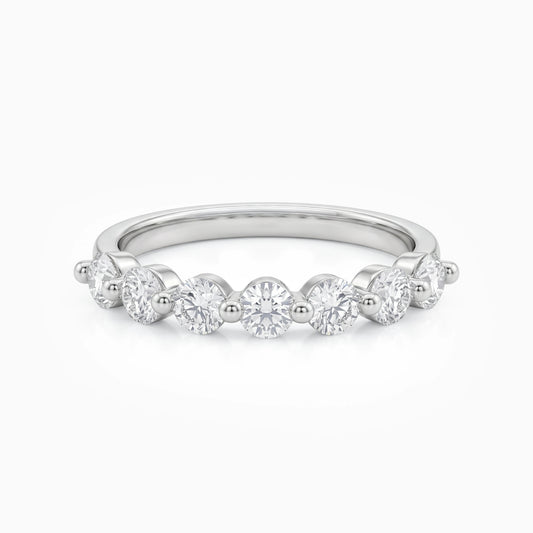 7 Stone Round Cut Lab Diamond Half Eternity Band