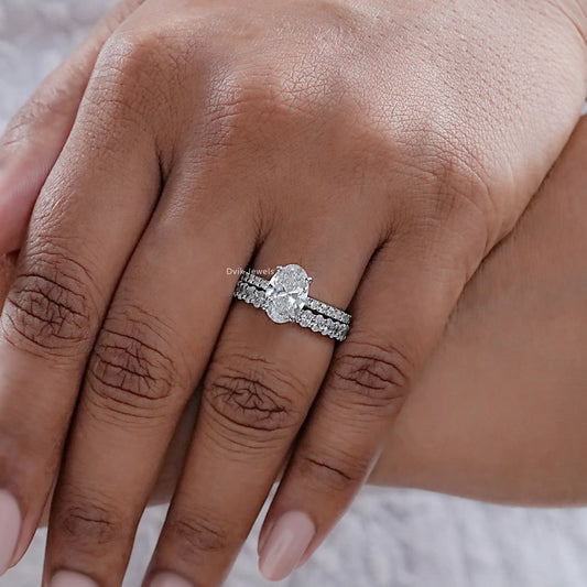 Oval Cut Diamond Solitaire Accent Ring Set