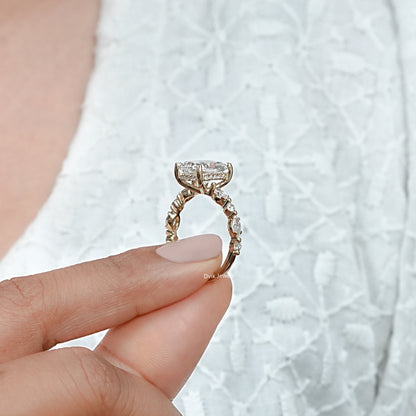 Solitaire Cushion And Marquise Diamond Accent Ring