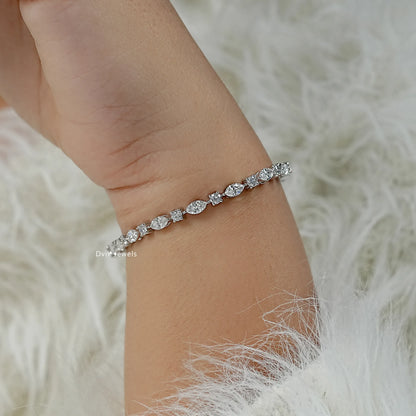 Marquise And Round Cut Lab Diamond Tennis Bracelet Bracelet
