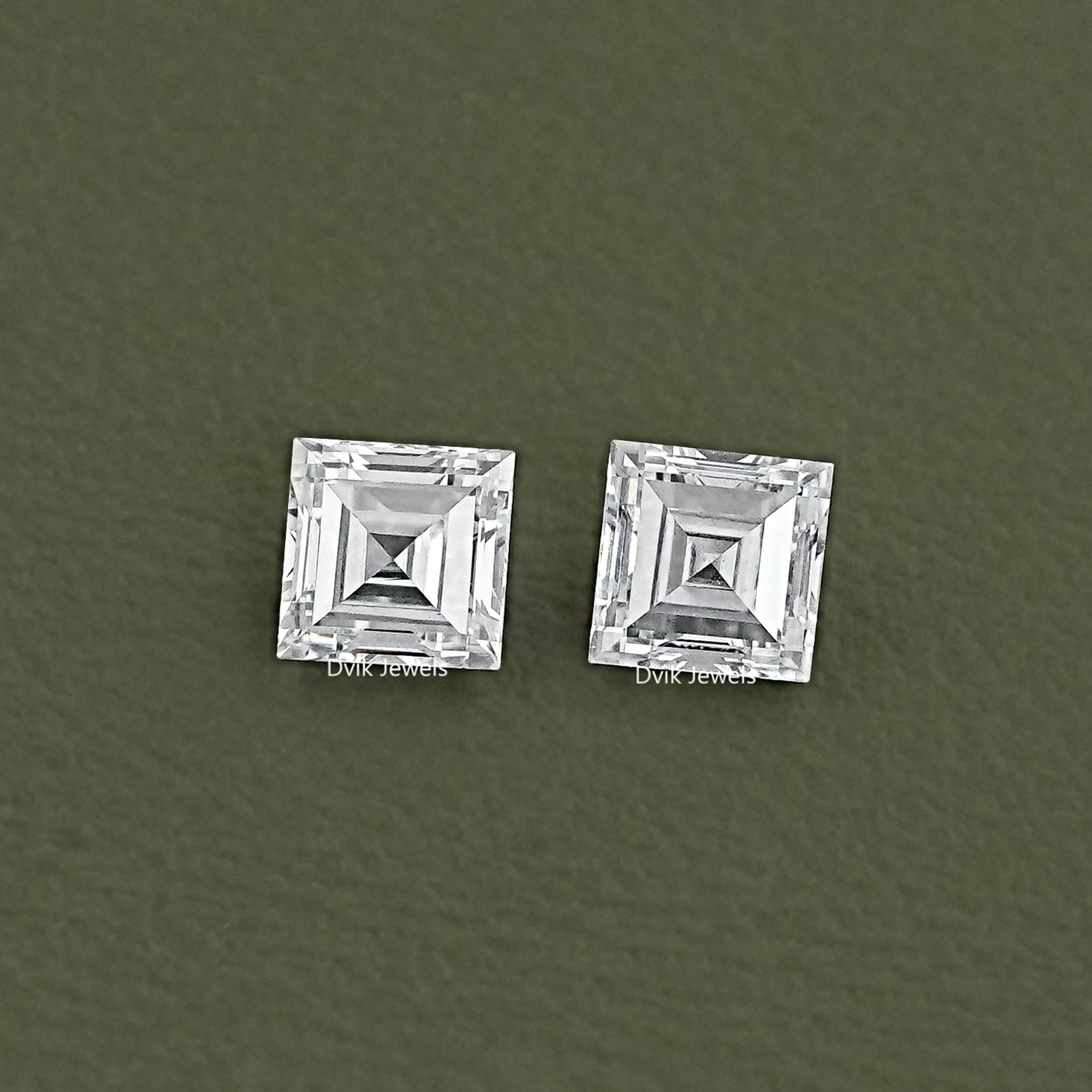 Antique Carre Cut Loose Diamond Pair