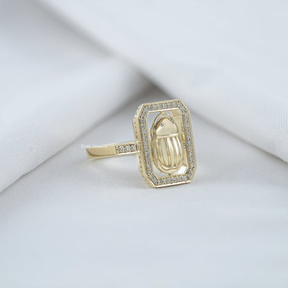Geometric Octagon Halo Round Cut Lab Diamond Ring Ring