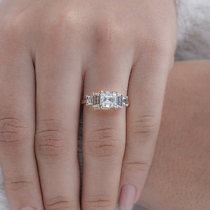 Asscher And Baguette Lab Grown Diamond Five Stone Ring