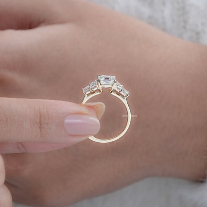 Asscher And Baguette Lab Grown Diamond Five Stone Ring