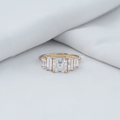Asscher And Baguette Lab Grown Diamond Five Stone Ring