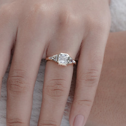 5 Stone Bezel Set Lab Diamond Engagement Ring