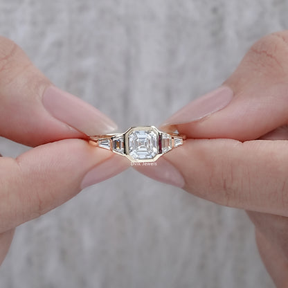 5 Stone Bezel Set Lab Diamond Engagement Ring
