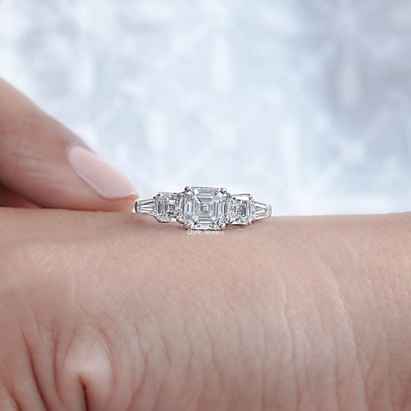 Asscher And Tapered Baguette Cut Five Stone Ring