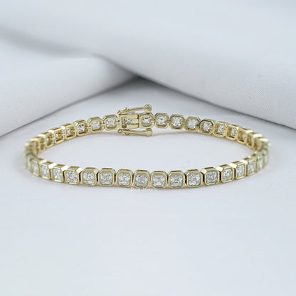 Asscher Cut Lab Diamond Bezel Set Tennis Bracelet Bracelet