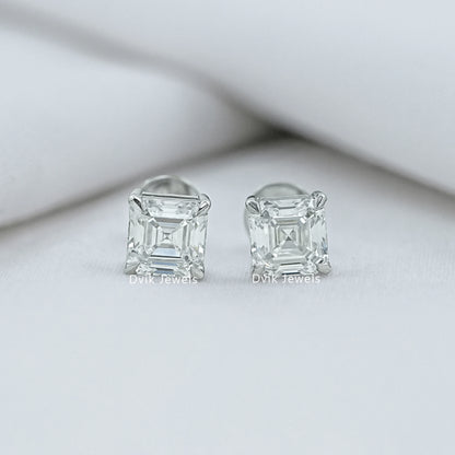 Asscher  Lab Grown Diamond Stud Earring
