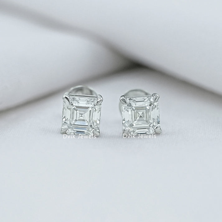 Asscher Lab Grown Diamond Stud Earring