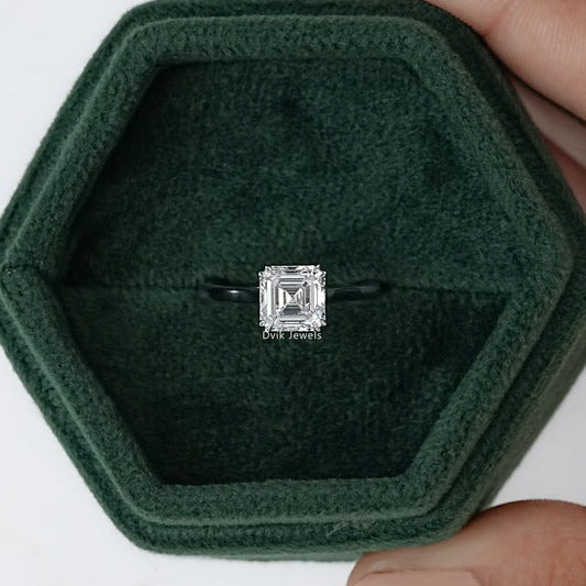 Lab Grown Square Emerald Cut Solitaire Ring