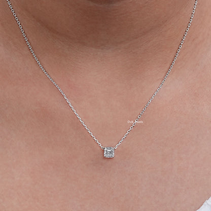 Brilliant Cut Asscher Diamond Solitaire Pendant