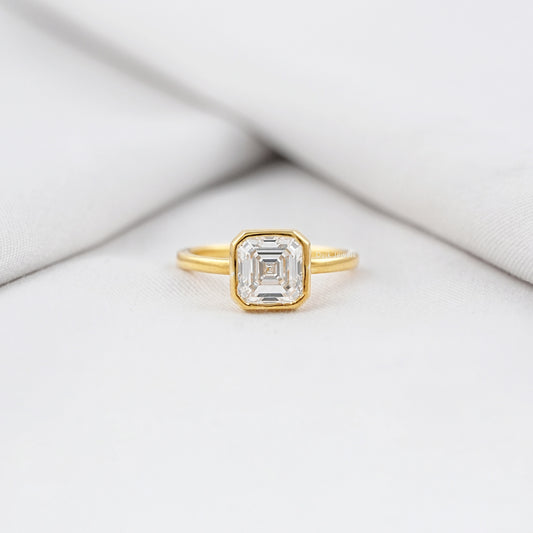 Bezel Set Asscher Diamond Engagement Ring