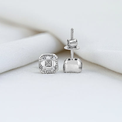 Milgrain Asscher Cut Lab Grown Stud Earrings