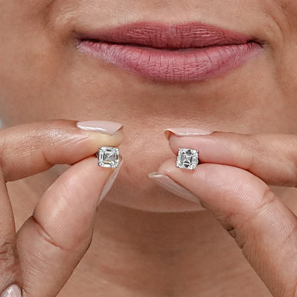 Next Day Shipping Asscher Diamond Solitaire Stud Earrings