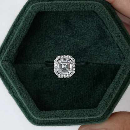 Asscher Cut Halo Diamond Engagement Ring