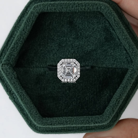 Asscher Cut Halo Diamond Engagement Ring
