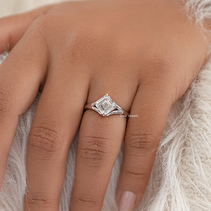 Asscher Lab Diamond Split Solitaire Ring