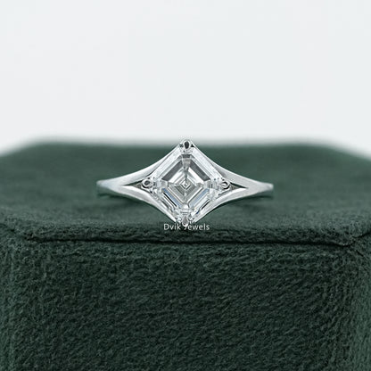 Asscher Lab Diamond Split Solitaire Ring