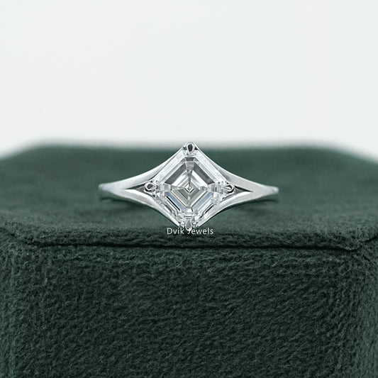 Asscher Lab Diamond Split Solitaire Ring Ring