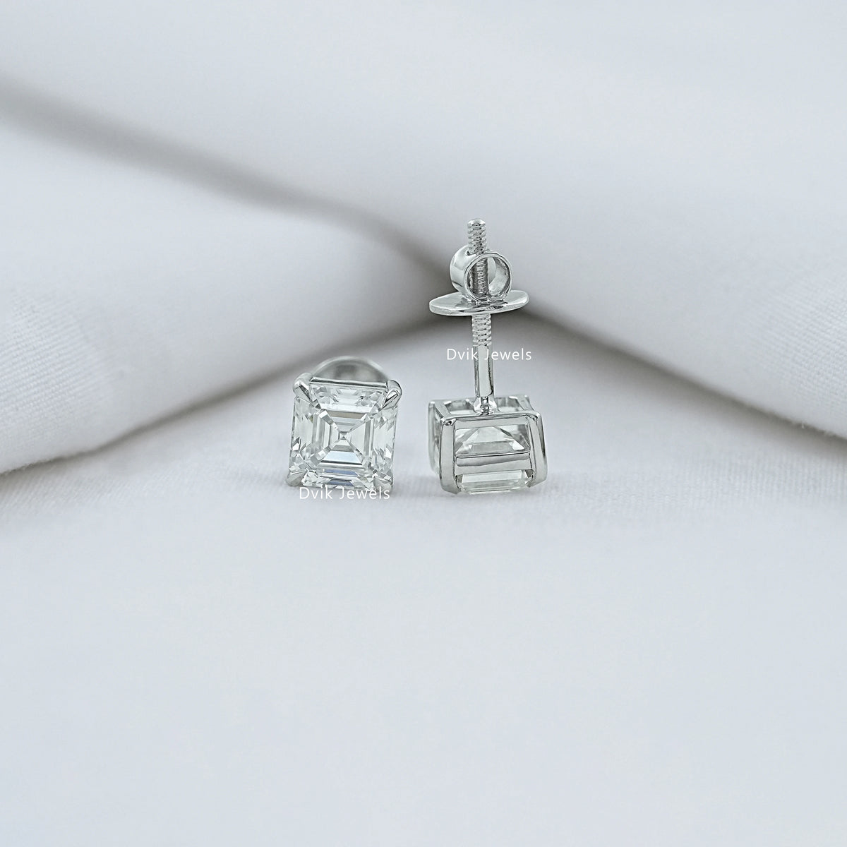 Asscher  Lab Grown Diamond Stud Earring