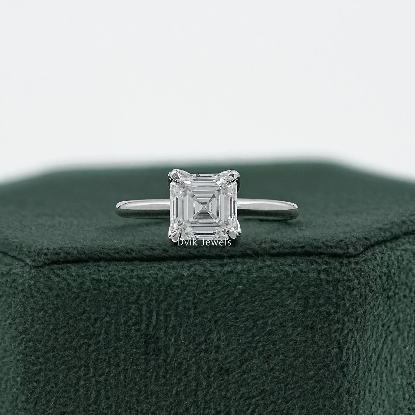 Asscher Lab Diamond Tulip Basket Solitaire Ring