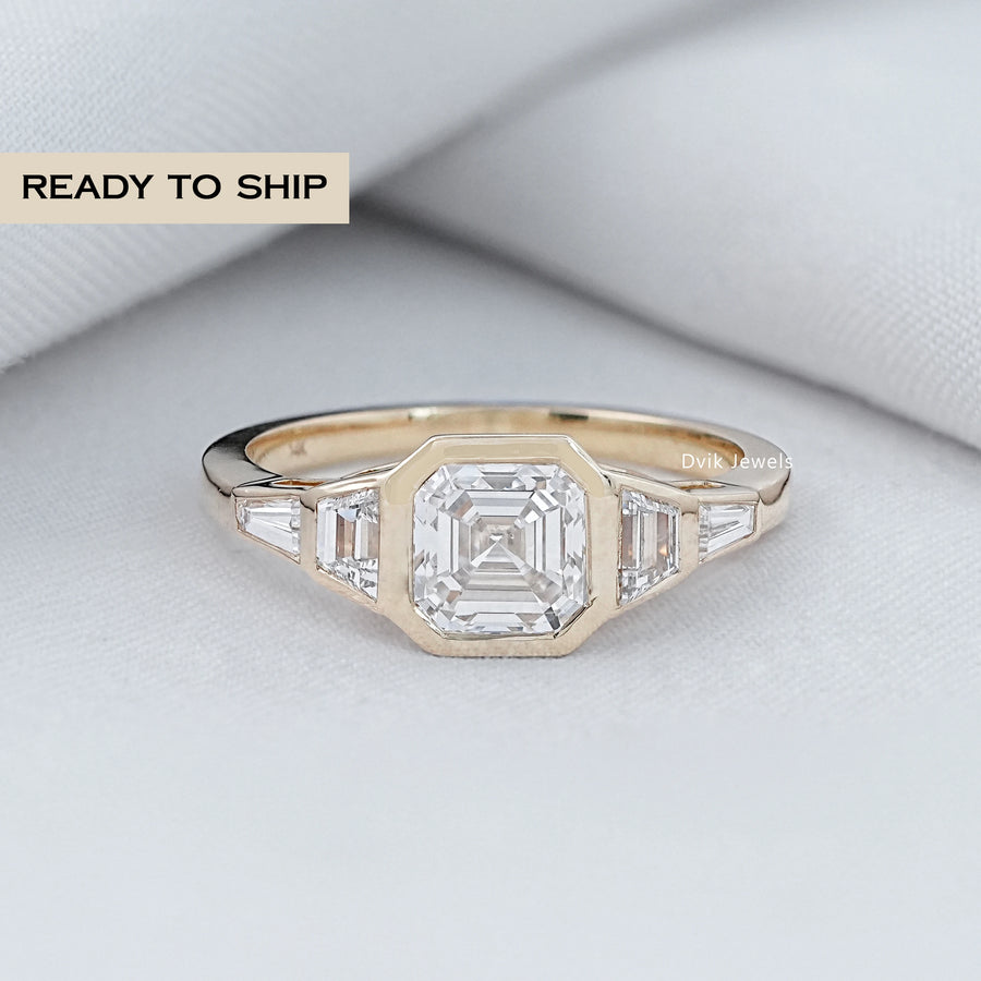 5 Stone Bezel Set Lab Diamond Engagement Ring