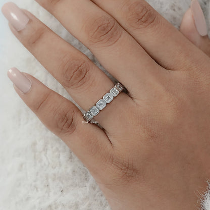 Bezel Set Asscher Cut Lab Diamond Full Eternity Band