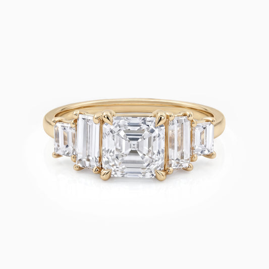 Asscher And Baguette Lab Grown Diamond Five Stone Ring