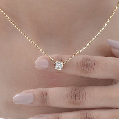 Asscher Cut Lab Grown Bezel Set Pendant