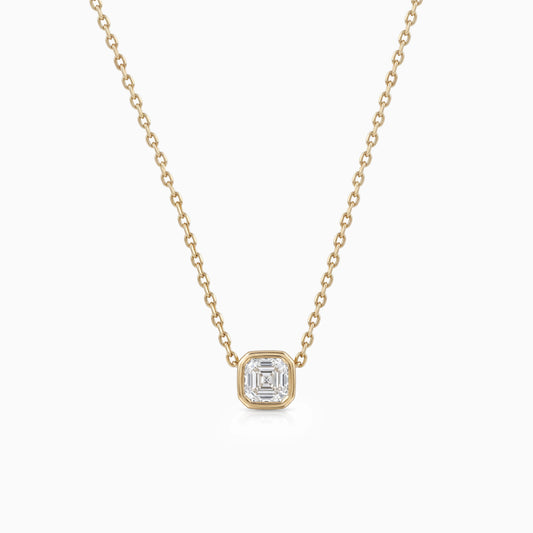 Asscher Cut Lab Grown Bezel Set Pendant Necklace