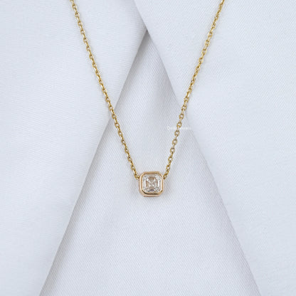 Asscher Cut Lab Grown Bezel Set Pendant