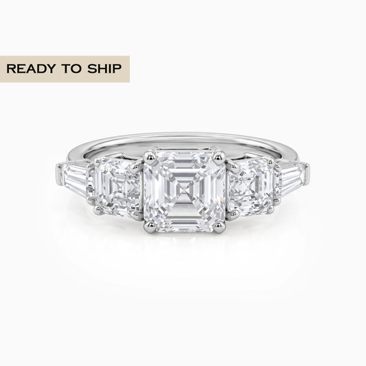 Asscher Cut Tapered Baguette Accent Five Stone Ring