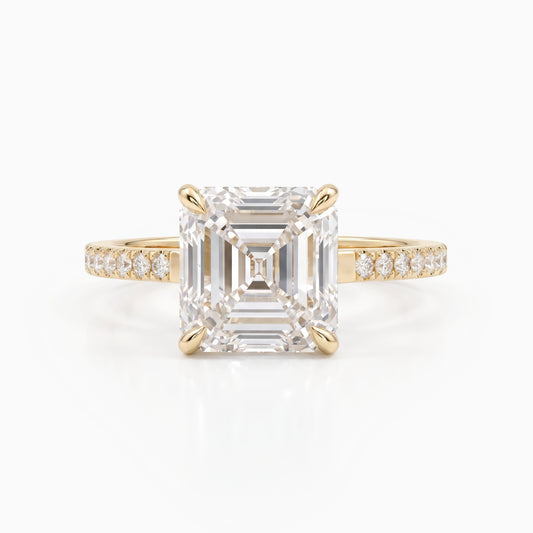 Asscher Lab Diamond Solitaire Accent Ring