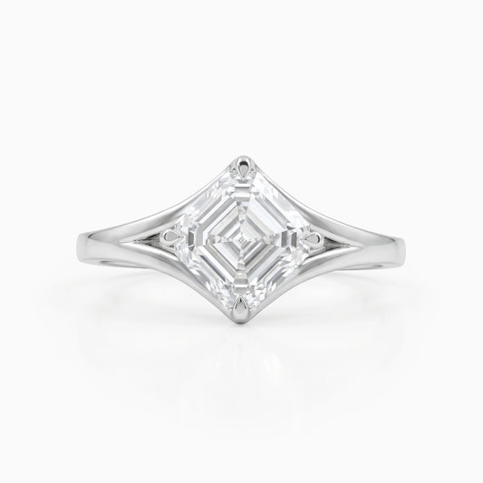 Asscher Lab Diamond Split Solitaire Ring