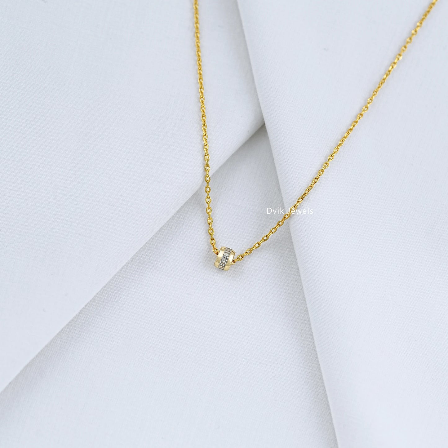 Baguette Cut Lab Diamond Barrel Pendant