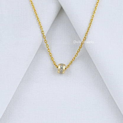 Baguette Cut Lab Diamond Barrel Pendant
