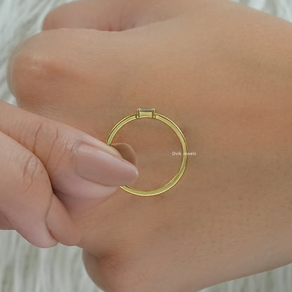 Minimal Baguette Cut Lab Diamond Solitaire Ring