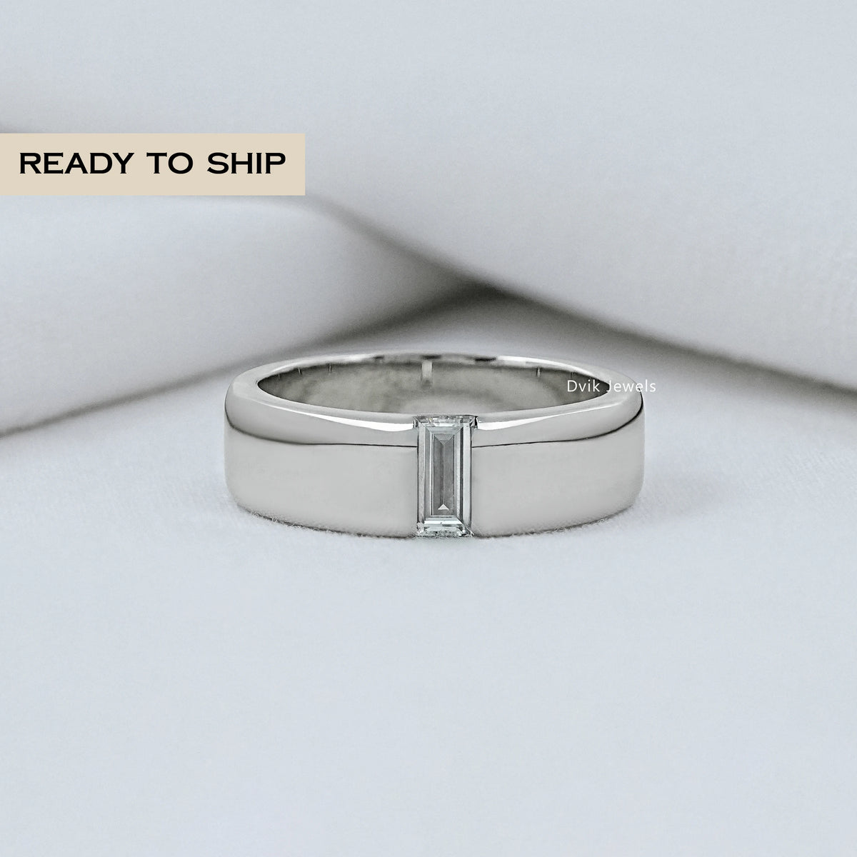 Baguette Cut Lab Diamond Men's Band