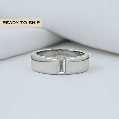 Baguette Cut Lab Diamond Men's Band