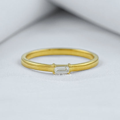 Minimal Baguette Cut Lab Diamond Solitaire Ring