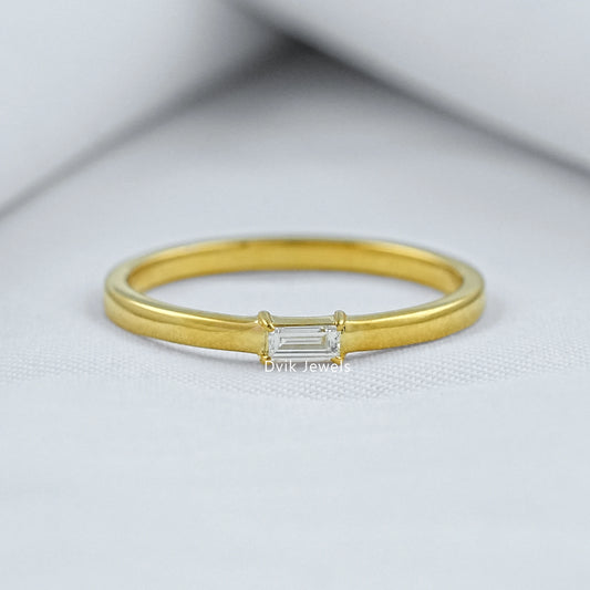 Minimal Baguette Cut Lab Diamond Solitaire Ring