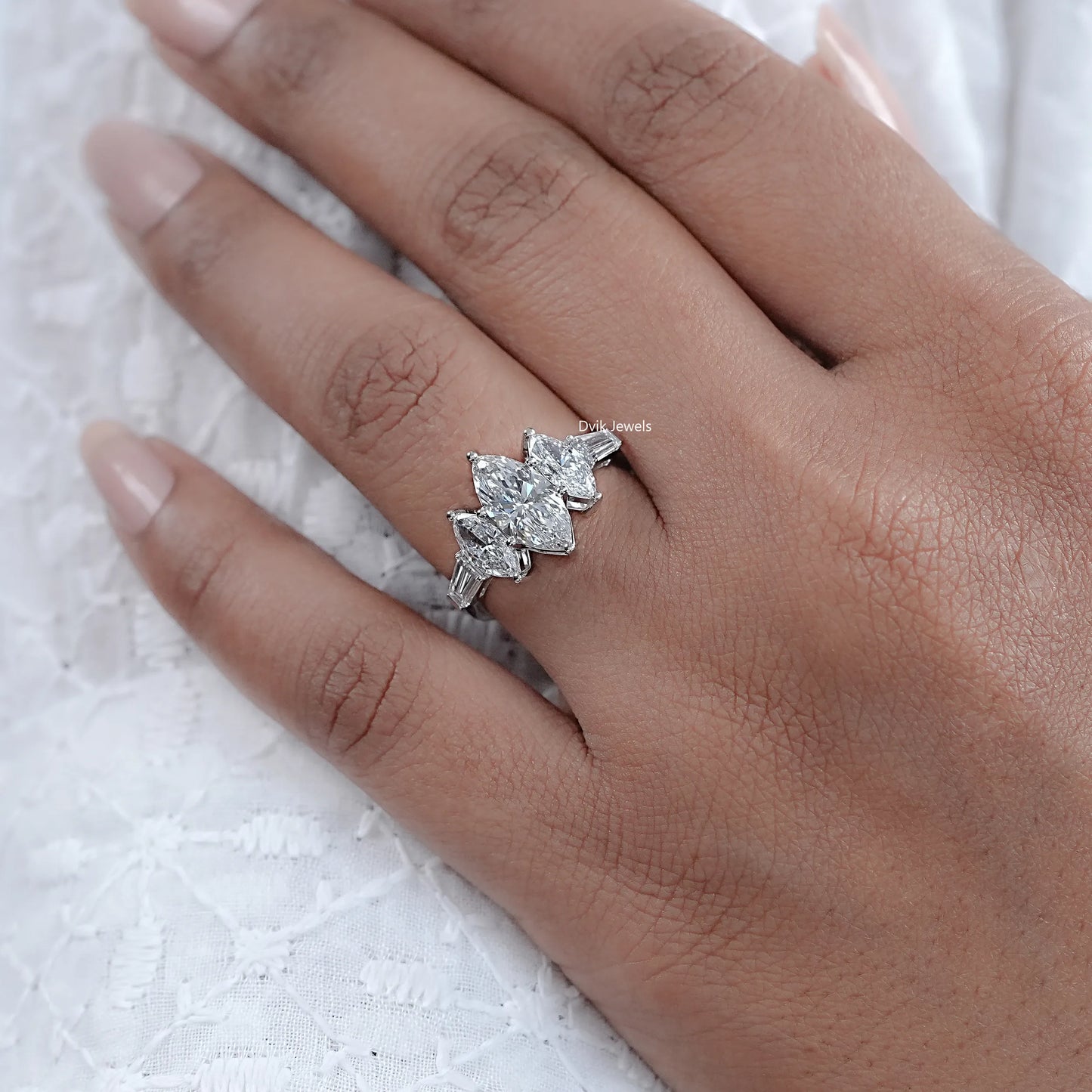 Five Stone Marquise And Baguette Diamond Ring