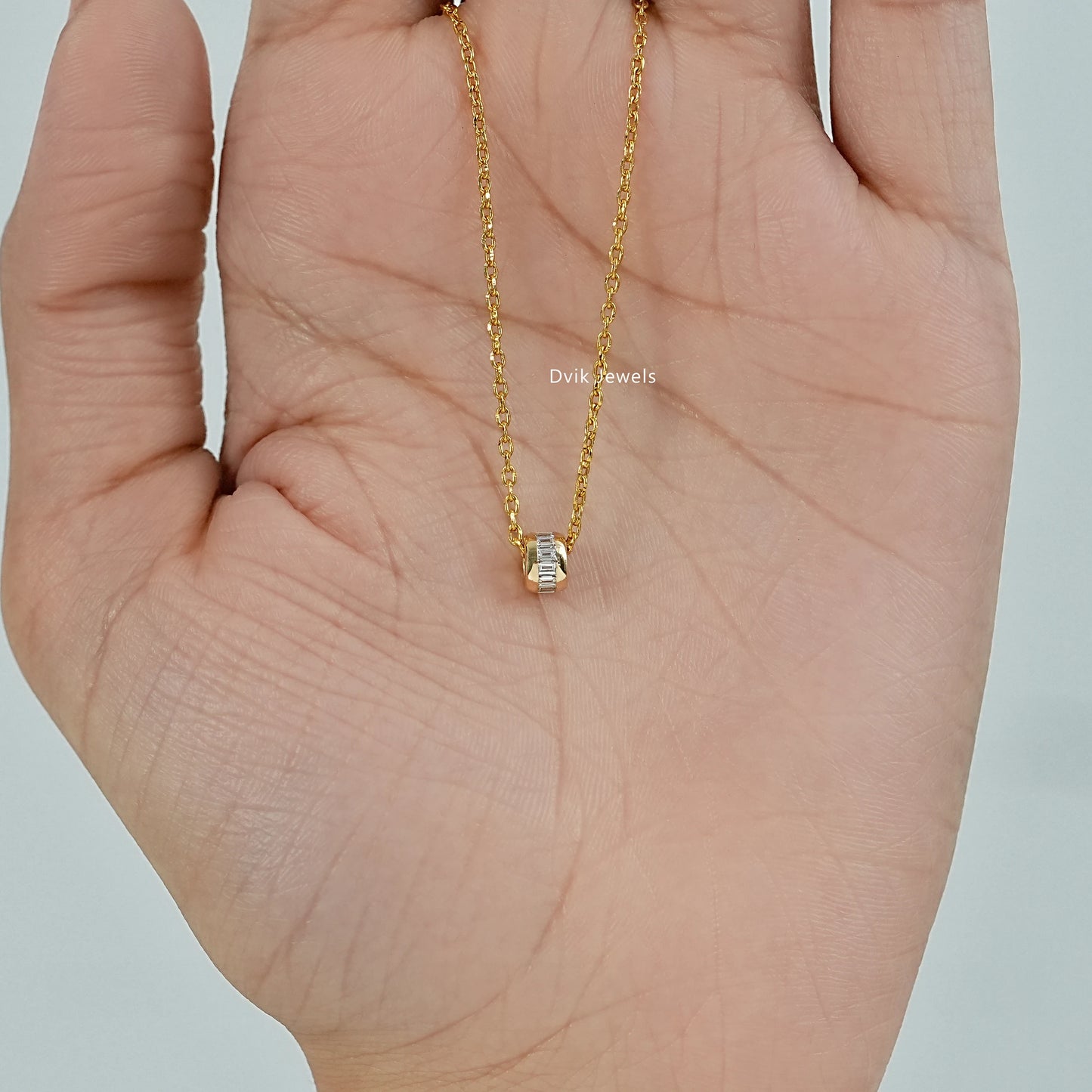 Baguette Cut Lab Diamond Barrel Pendant