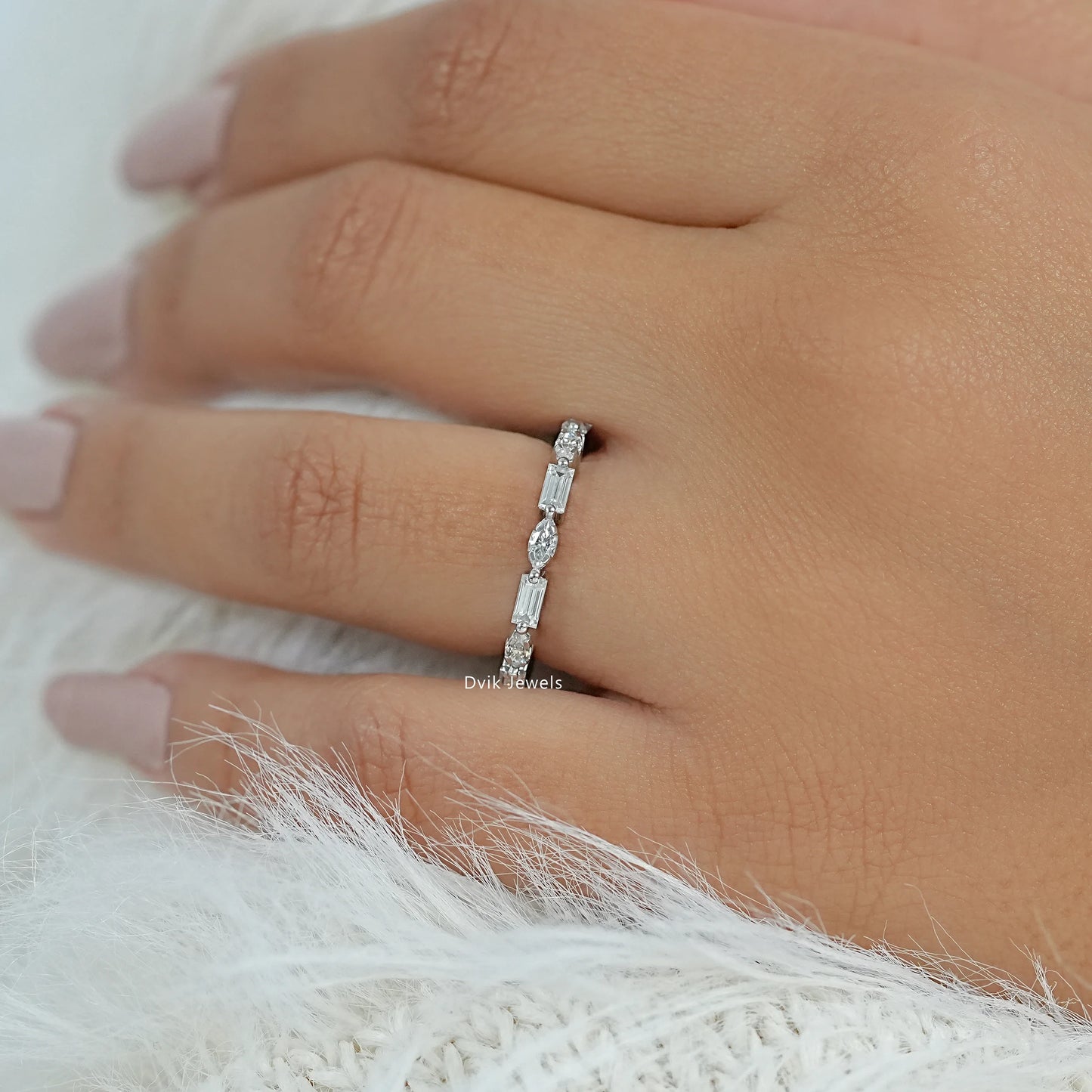 East-West Baguette And Marquise Diamond Band