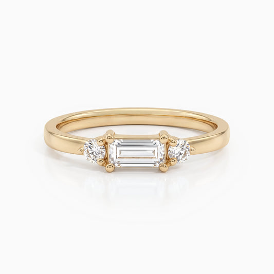Baguette And Round Dainty Diamond Promise Ring