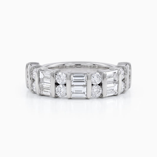 Baguette And Round Lab Diamond Wedding Band Band