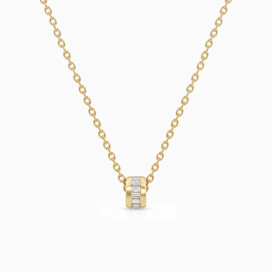 Baguette Cut Lab Diamond Barrel Pendant Necklace